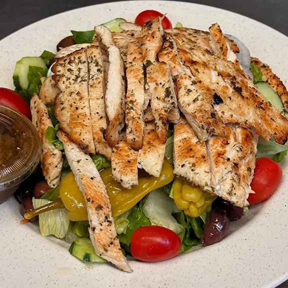 Grilled chicken salad with fresh vegetables